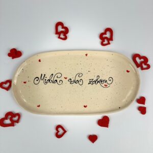 Mini nizek pladenj z ljubezenskim posvetilom - Srčki
