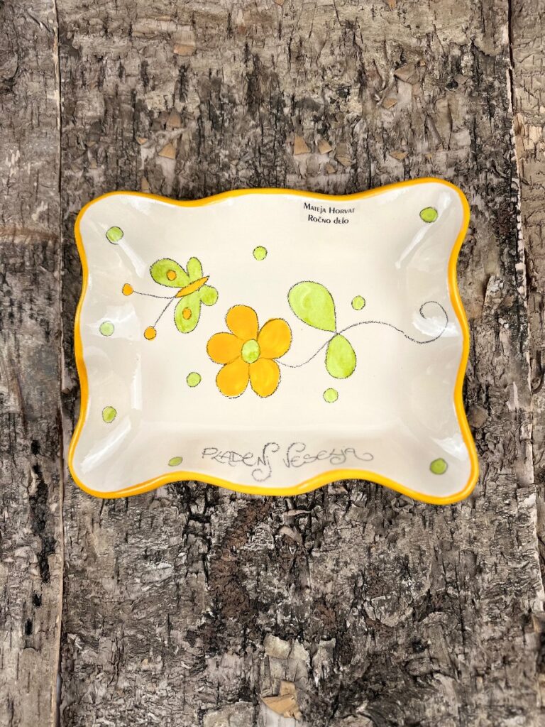 Mali pladenj - Oranžne rožice
