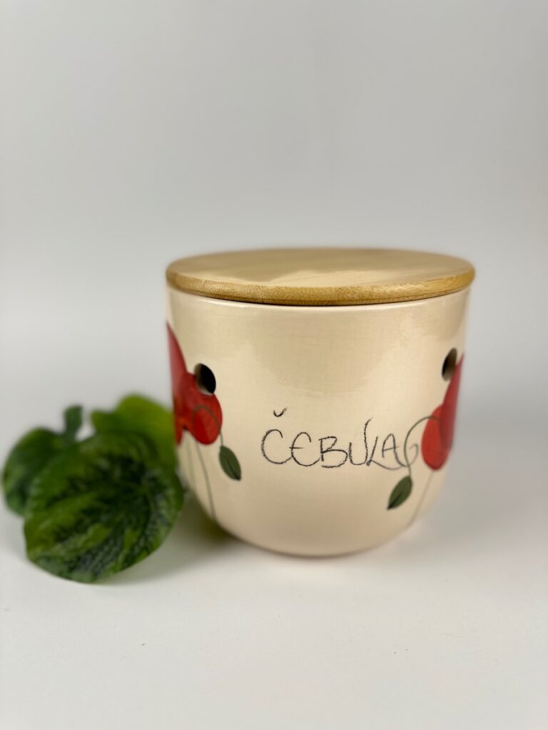 Doza za čebulo z bambusovim pokrovom - Mak
