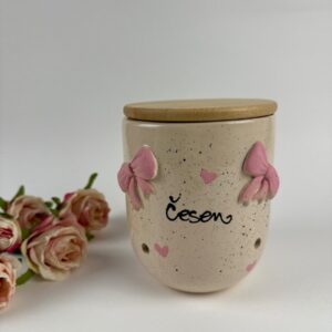 Doza za česen z bambusovim pokrovom - Bow