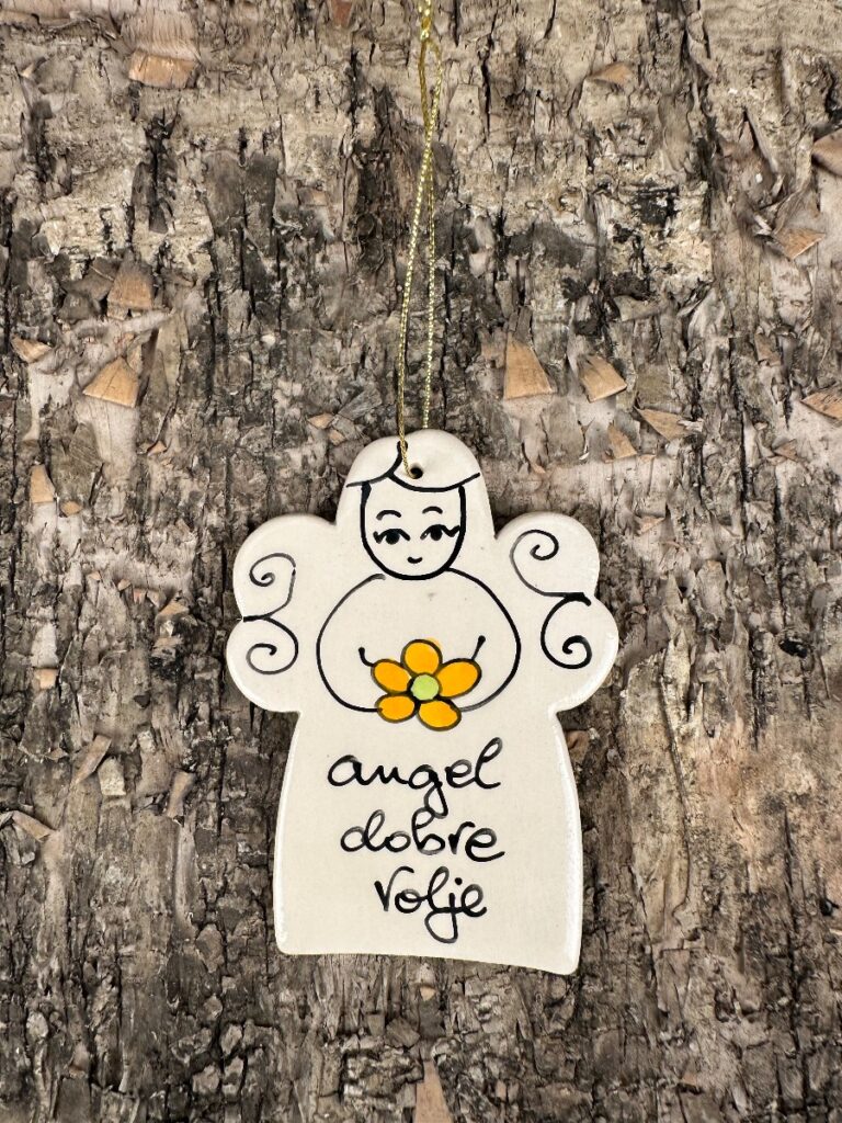 Obesek angel - Oranžne rožice