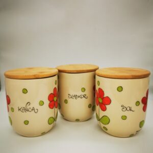 Doza z bambusovim pokrovom - Rdeče rožice